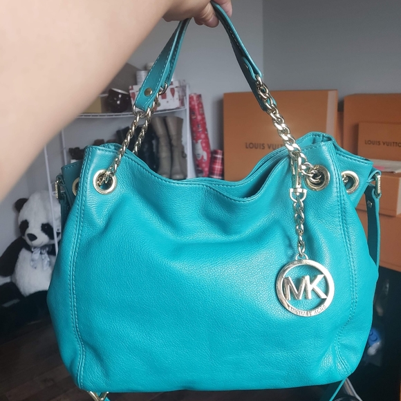 MICHAEL KORS teal crossbody tote
